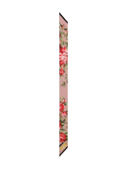 Dolce & Gabbana-Rose Bouquet-print silk twill bandeau/skinny scarf