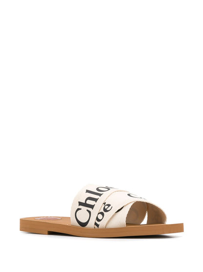 Chloé Chloe Woody Linen Flat Sandals