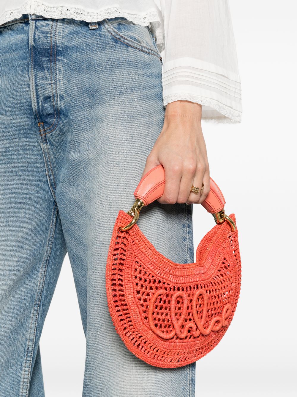 Chloé Summer Banana rafia mini hobo bag