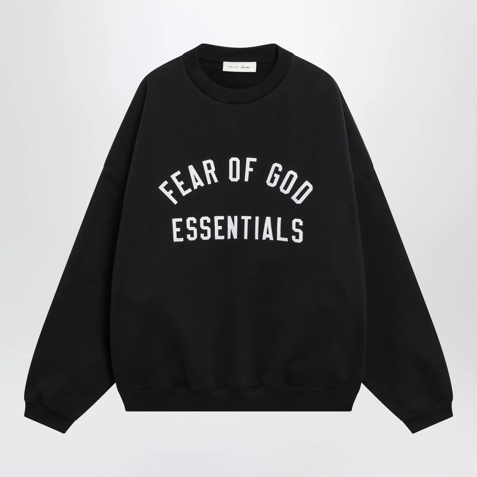 Fear of God Essentials Black cotton fleece sweatshirt with logo embroidery