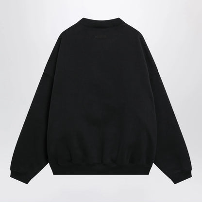 Fear of God Essentials Black cotton fleece sweatshirt with logo embroidery