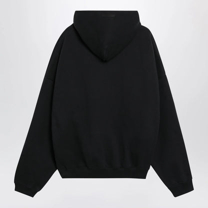 Fear of God Essentials Black cotton fleece hoodie with logo embroidery