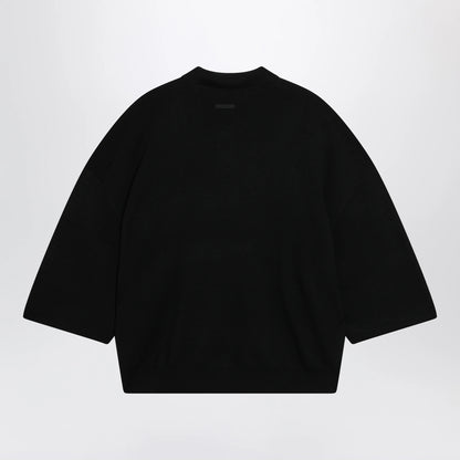 Fear of God Essentials Signature 90s-style knit 3/4-sleeve polo in black