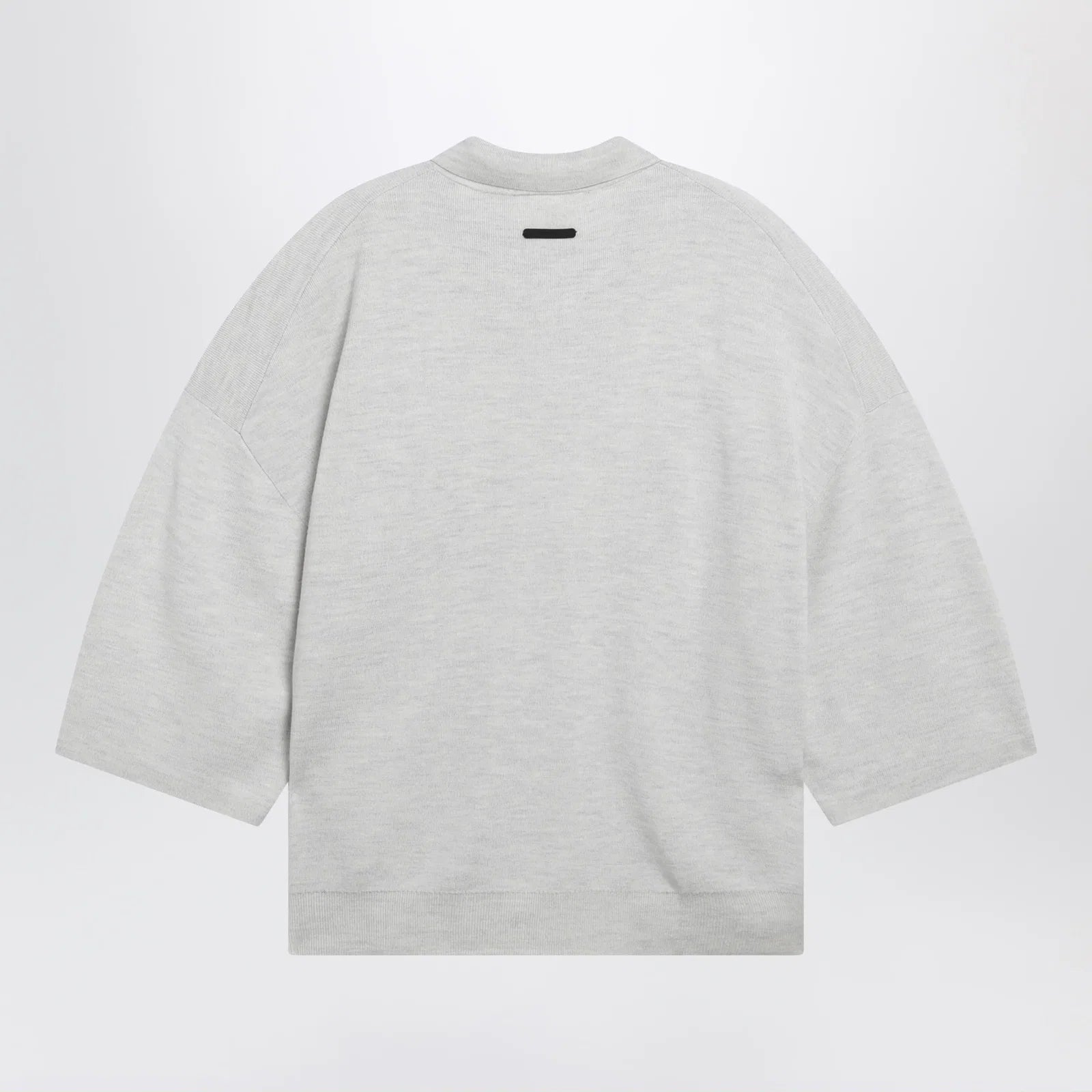 Fear of God Essentials Signature knit polo with 3/4 sleeves in mélange beige