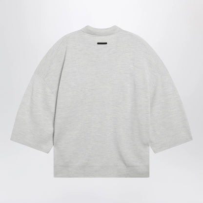 Fear of God Essentials Signature knit polo with 3/4 sleeves in mélange beige