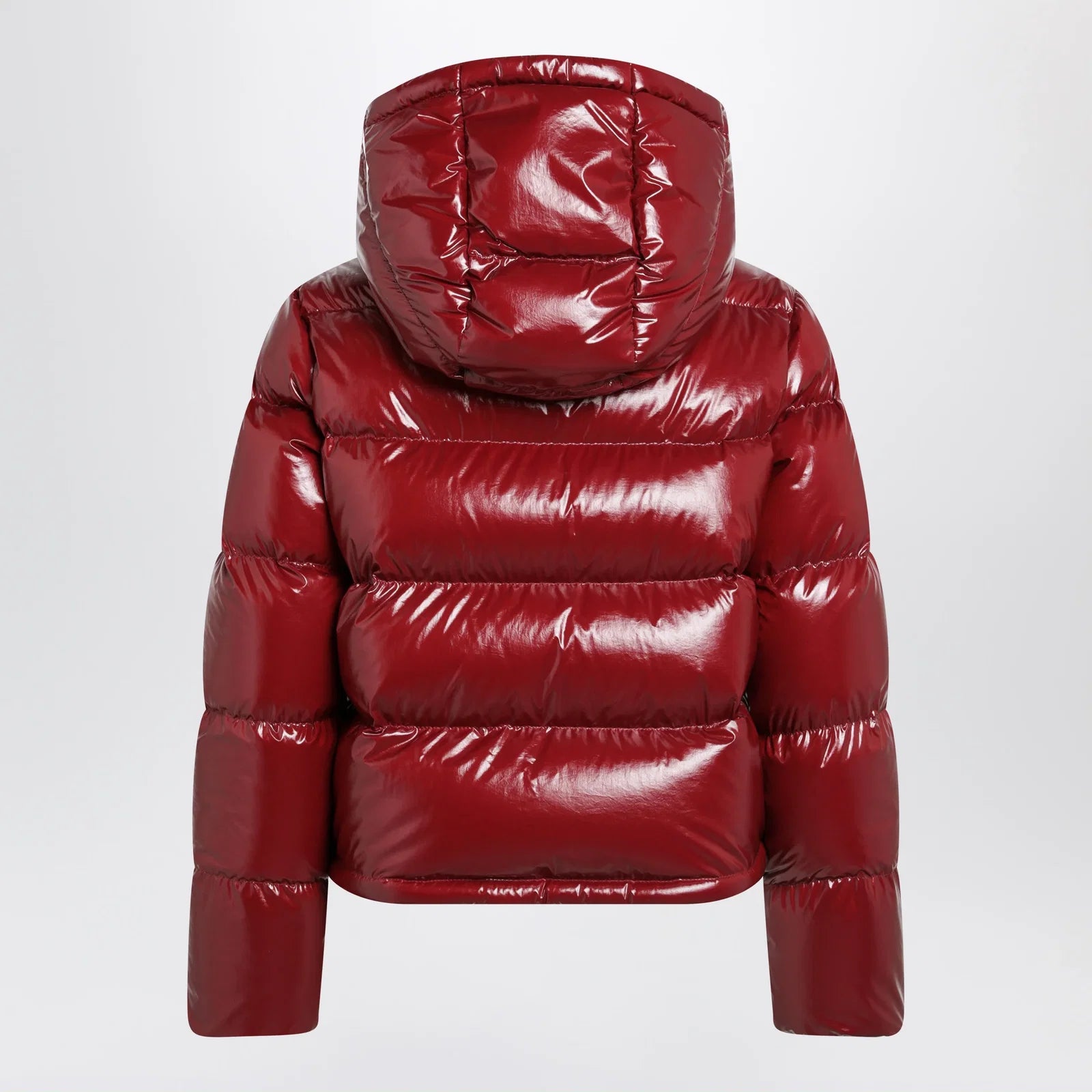 Moncler Niveole cropped down jacket in glossy nylon red