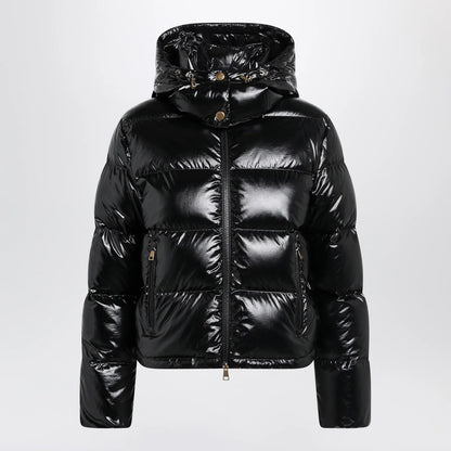 Moncler Niveole cropped down jacket in glossy nylon black