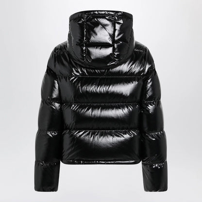 Moncler Niveole cropped down jacket in glossy nylon black