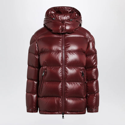 Moncler Dark red Maire down jacket in nylon laqué