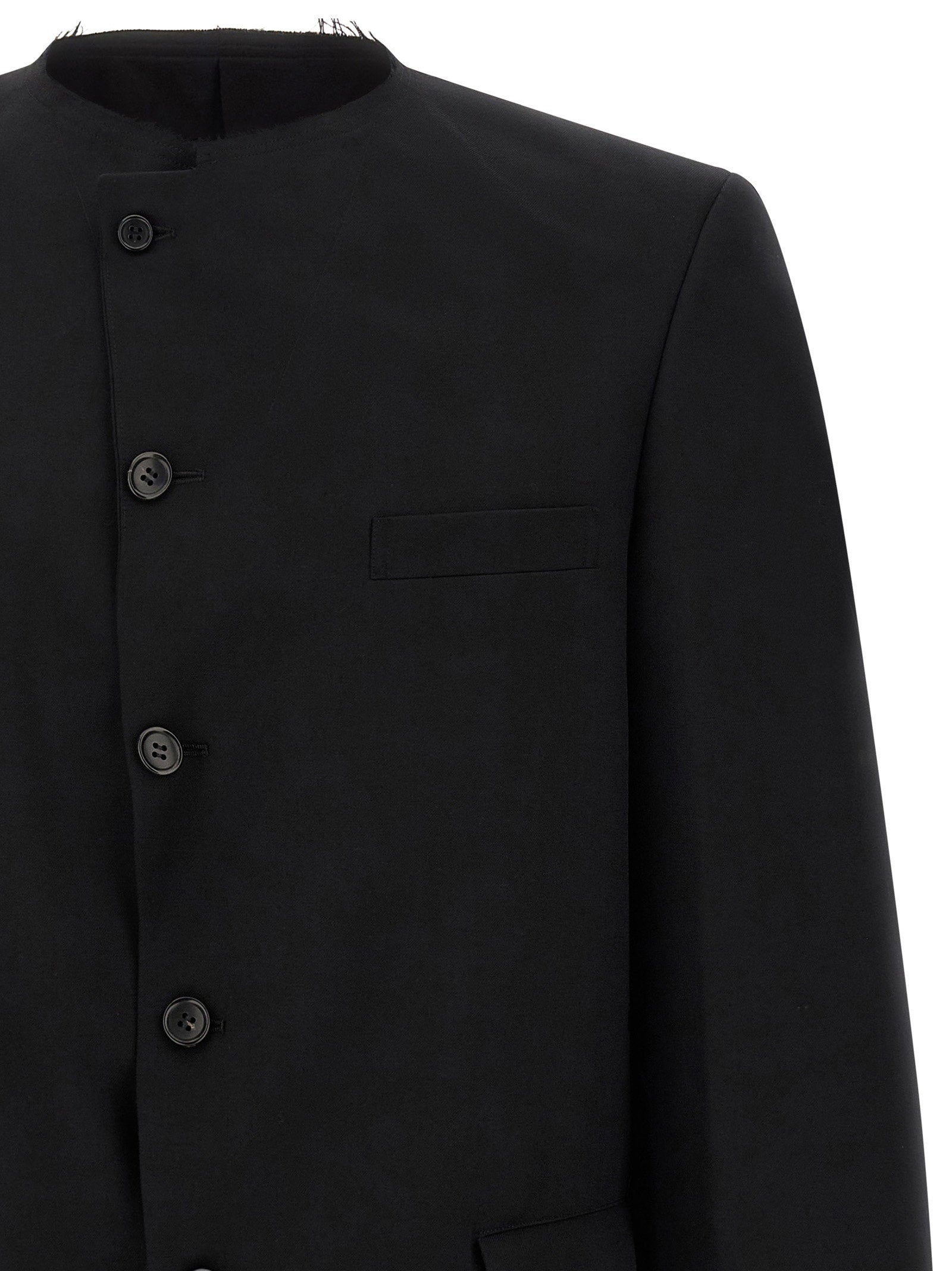 Comme Des Garcons Black Raw Cut Hem Blazer