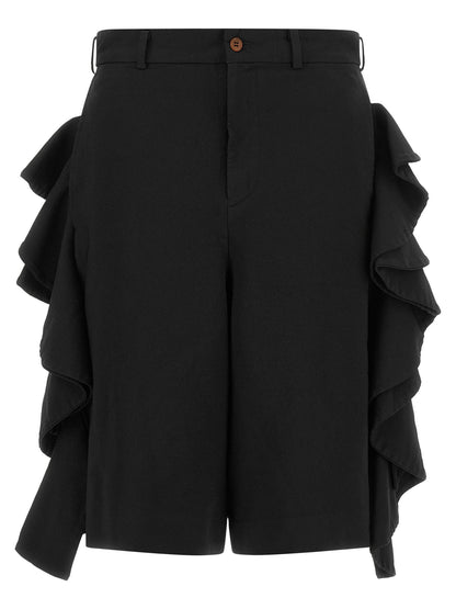 Comme Des Garcons Black Sculptural Ruffle Bermuda Shorts