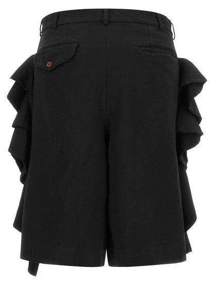 Comme Des Garcons Black Sculptural Ruffle Bermuda Shorts