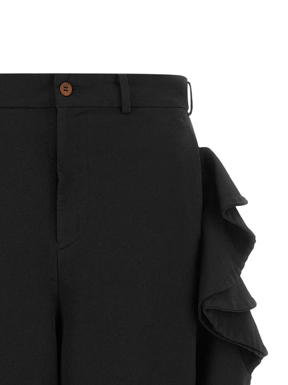 Comme Des Garcons Black Sculptural Ruffle Bermuda Shorts