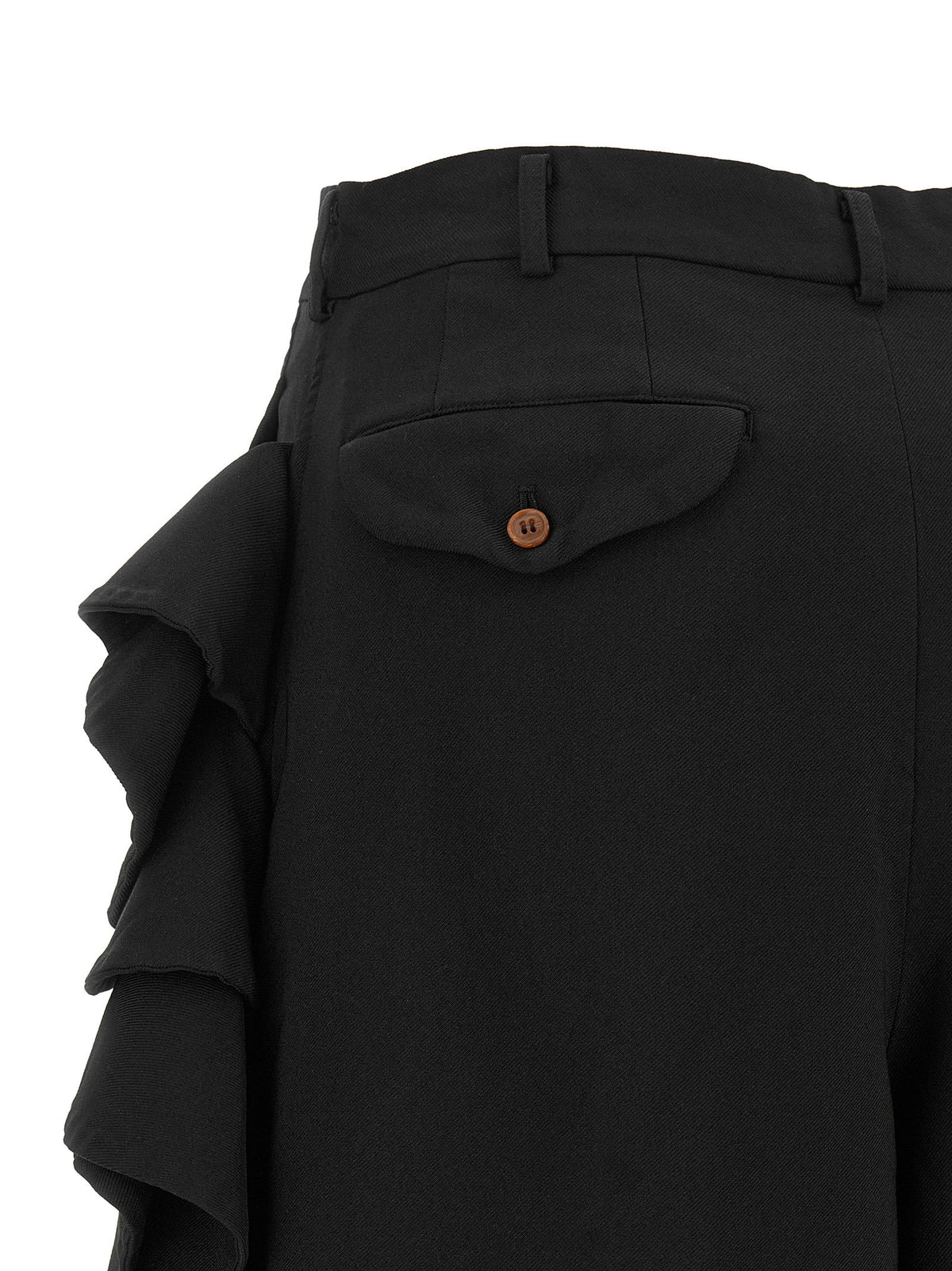 Comme Des Garcons Black Sculptural Ruffle Bermuda Shorts