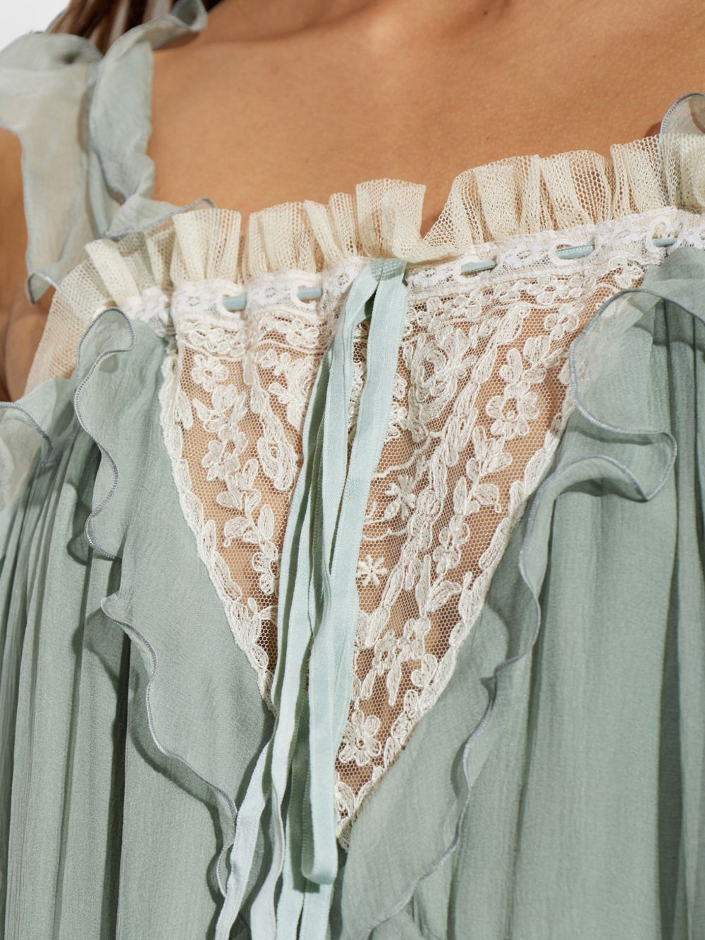 Chloé Ruffled Silk-Mousseline Maxi Dress