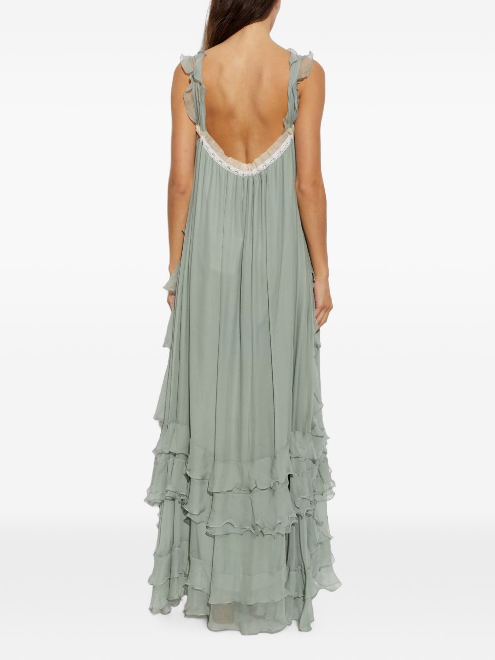 Chloé Ruffled Silk-Mousseline Maxi Dress