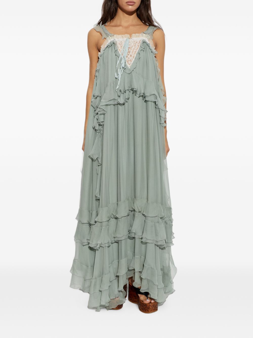 Chloé Ruffled Silk-Mousseline Maxi Dress