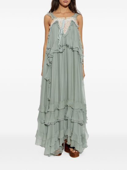Chloé Ruffled Silk-Mousseline Maxi Dress