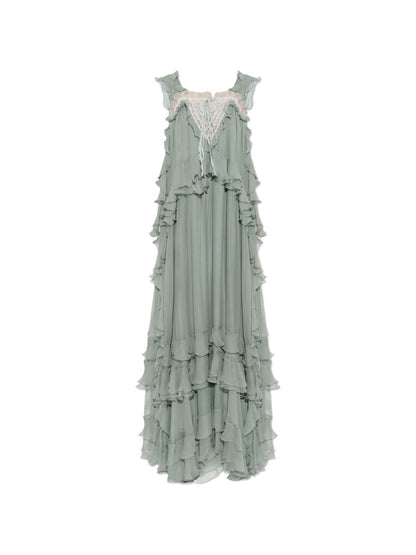 Chloé Ruffled Silk-Mousseline Maxi Dress