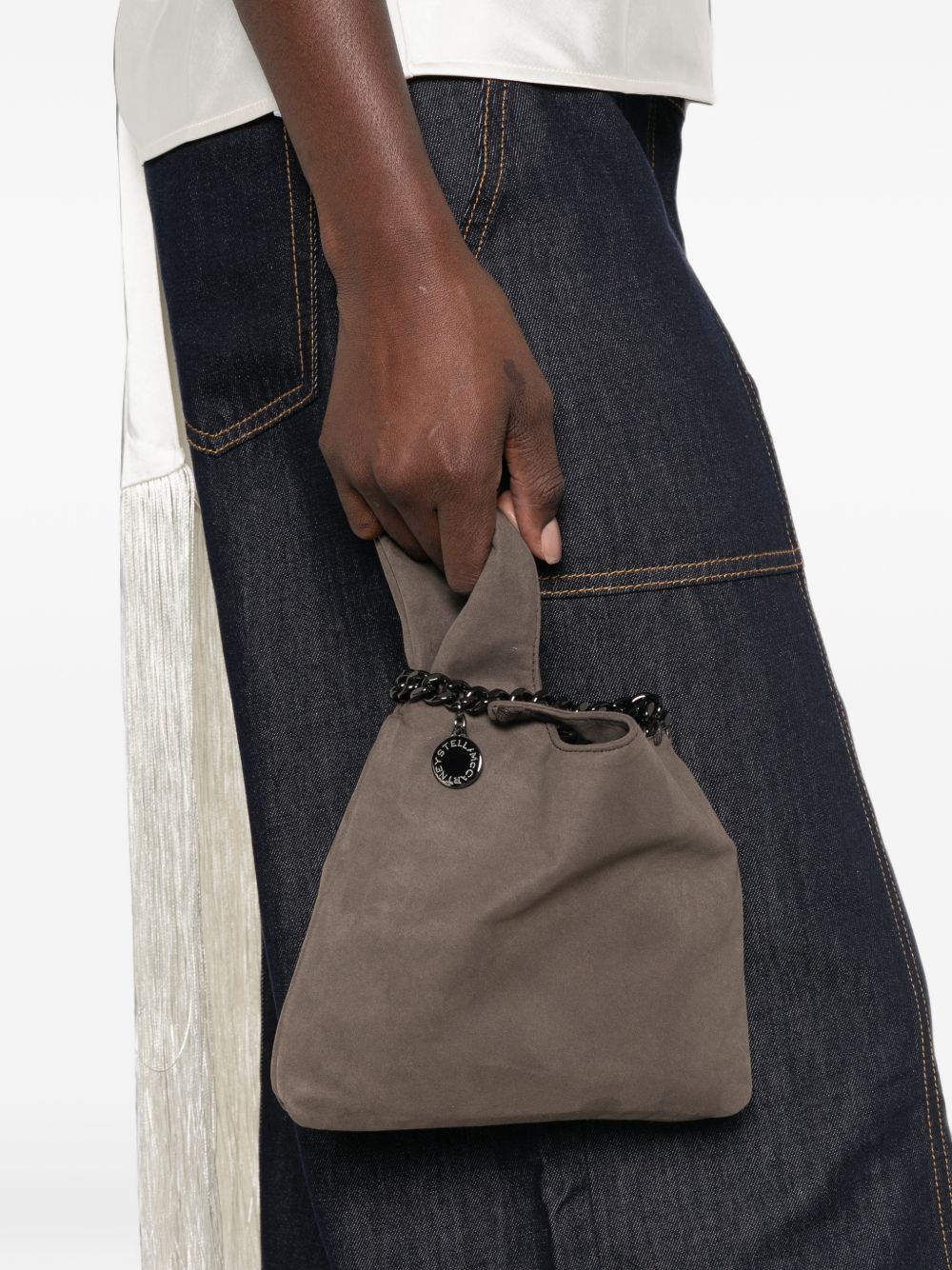 Stella McCartney Chain-Trim Suede Shoulder Bag