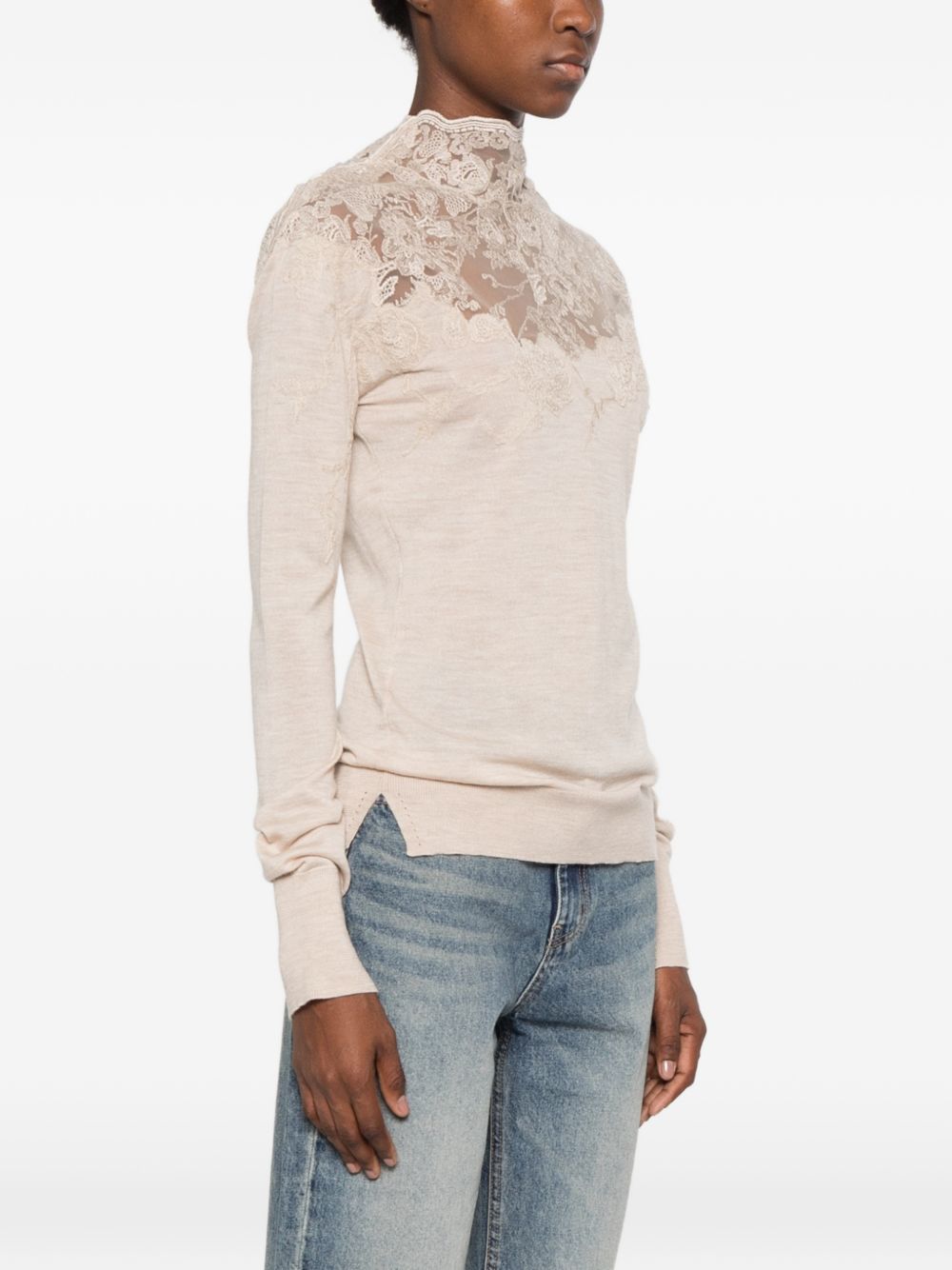 Ermanno Scervino Lace turtle-neck sweater