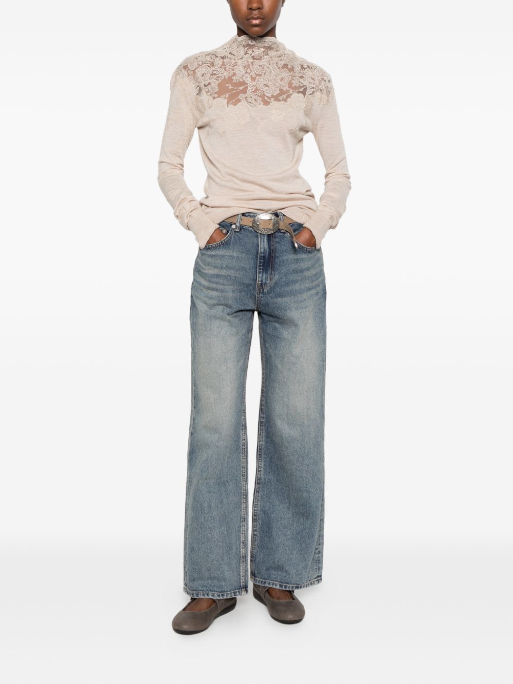 Ermanno Scervino Lace turtle-neck sweater