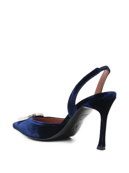 Amina Muaddi Camelia velvet slingback pumps