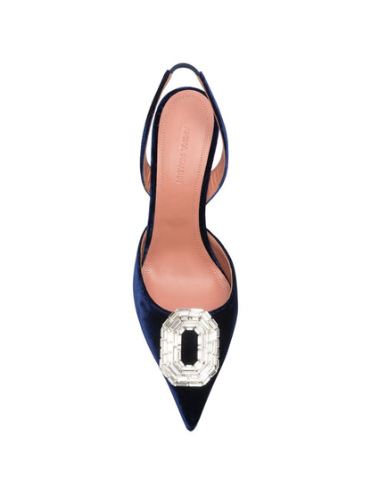 Amina Muaddi Camelia velvet slingback pumps