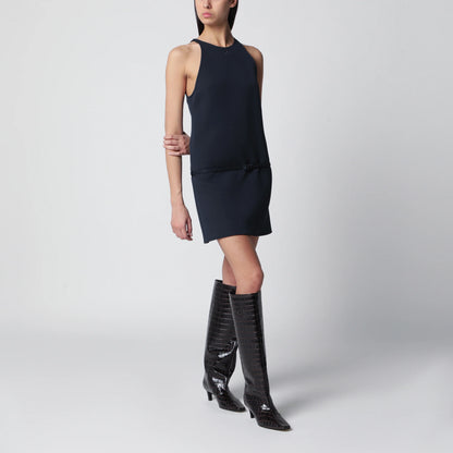 Courreges Courrèges Sleeveless A-line twill mini dress with belt in navy