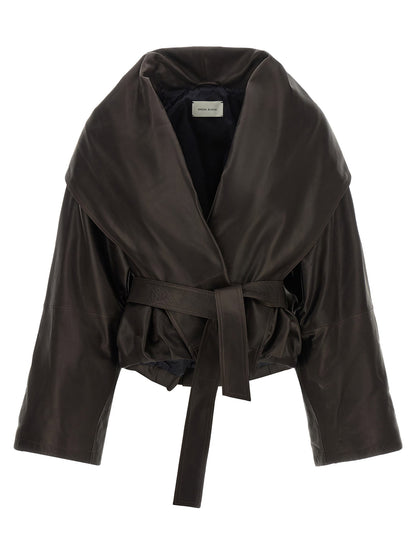 Magda Butrym Shawl Collar Leather Jacket