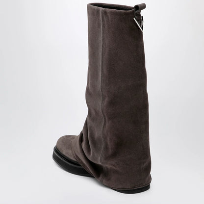The Attico Robin combat boots in suede, dark grey