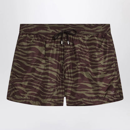 The Attico Zebra Shorts in khaki/brown nylon
