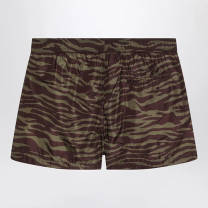 The Attico Zebra Shorts in khaki/brown nylon