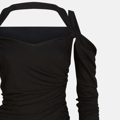 The Attico Black midi dress in viscose crêpe