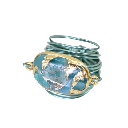 Torrey Ring in Light Blue with Teal Mojave Copper Turquoise