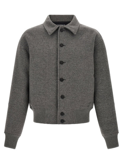Jacquemus Grey Le Bomber Feltro Bomber Jacket