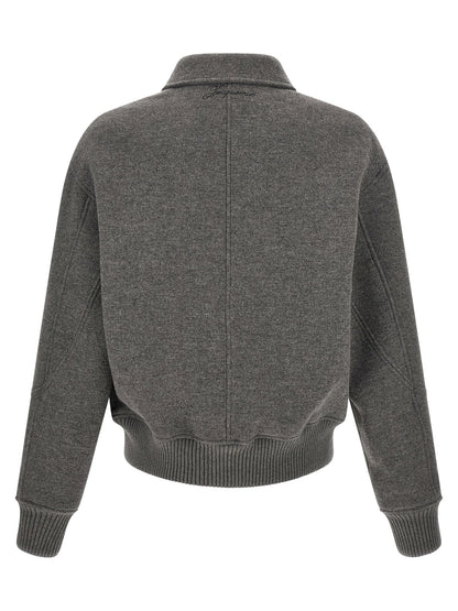 Jacquemus Grey Le Bomber Feltro Bomber Jacket