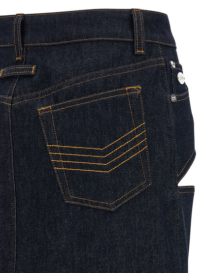 Jean Paul Gaultier Denim Mini Skirt With Cuts And Turn Up Skirt