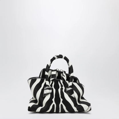 The Attico La Passeggiata Mini bag in black and white pony hair leather