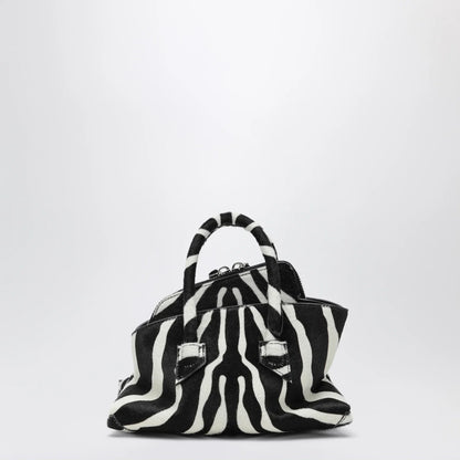 The Attico La Passeggiata Mini bag in black and white pony hair leather