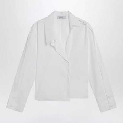 The Attico White asymmetric cotton shirt