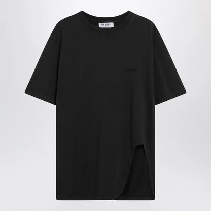 The Attico Black washed T-shirt with shaped hem