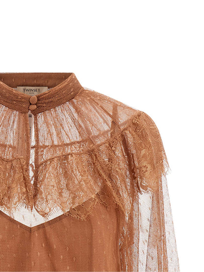 Twin Set Tulle Plumetis Blouse
