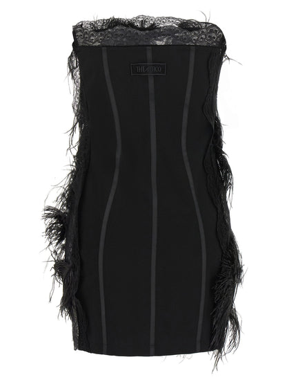 The Attico Lace And Feather Dress