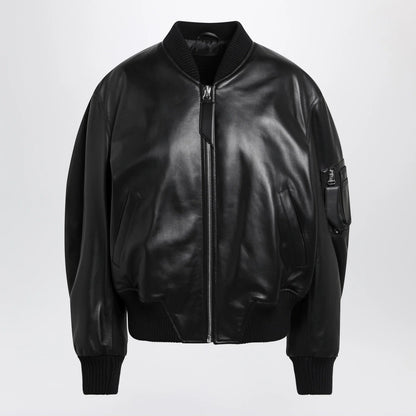The Attico Anja bomber jacket in black leather