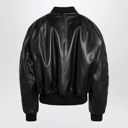 The Attico Anja bomber jacket in black leather