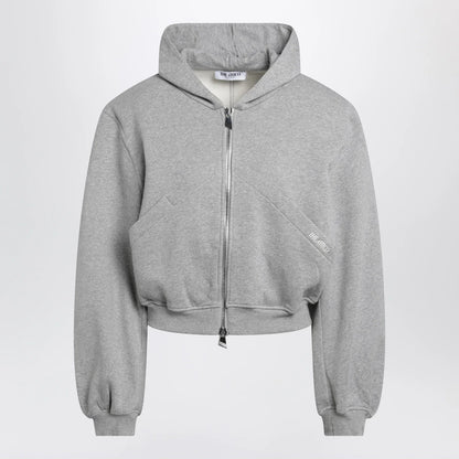 The Attico Boxy zip-up hoodie in melange grey cotton