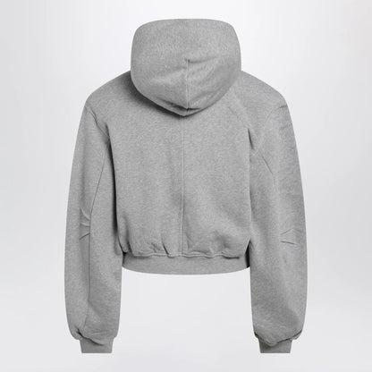 The Attico Boxy zip-up hoodie in melange grey cotton