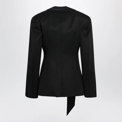 The Attico Black virgin wool tuxedo jacket with satin lapels