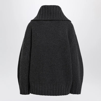 The Attico Dark grey wool and cashmere sweater with zip